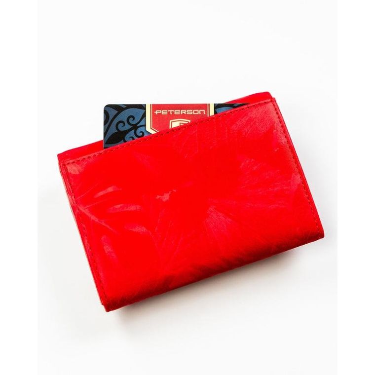Portfel, czerwony, skóra ekologiczna, Peterson