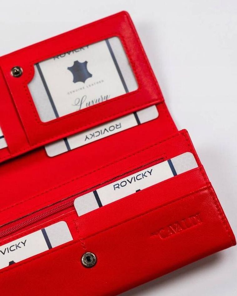 Portfel, czerwony, skóra ekologiczna, RFID, Cavaldi