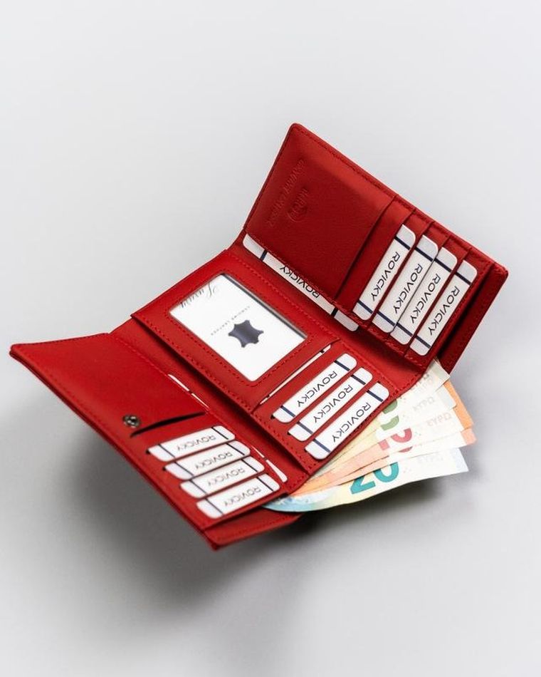 Portfel, czerwony, skóra ekologiczna, Rovicky