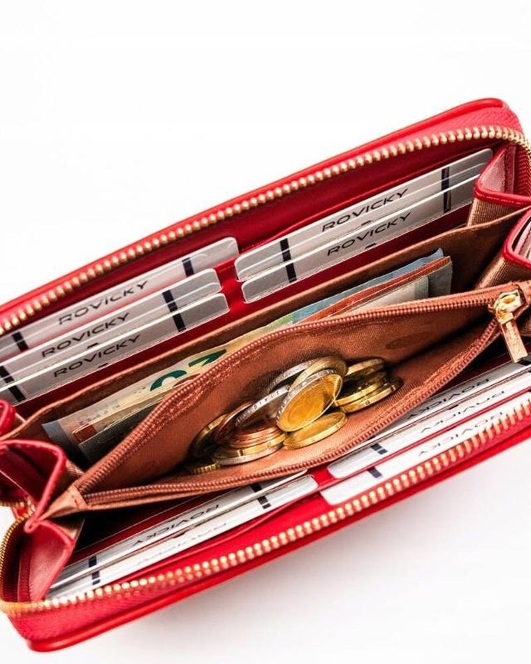 Portfel, czerwony, skóra ekologiczna, Rovicky
