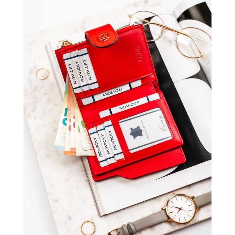 Portfel, czerwony, skóra ekologiczna, Rovicky