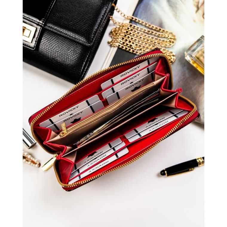 Portfel, czerwony, skóra ekologiczna, Rovicky