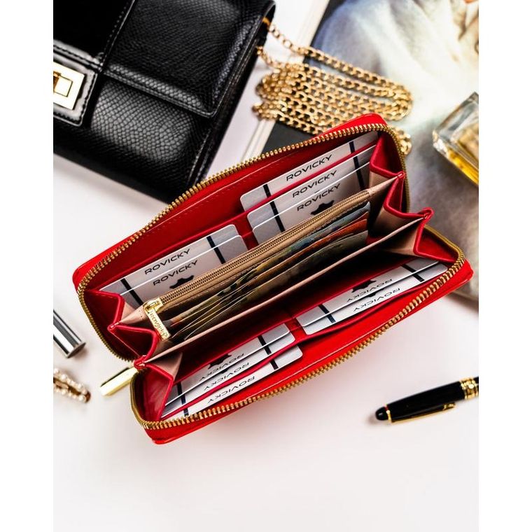 Portfel, czerwony, skóra ekologiczna, Rovicky