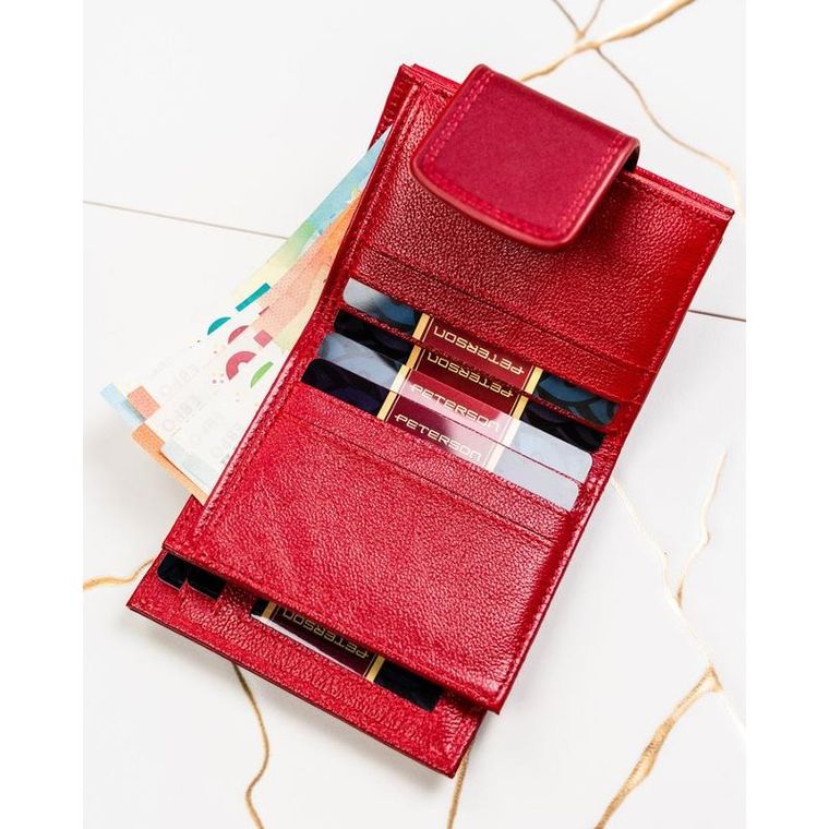 Portfel, czerwony, skóra naturalna i ekologiczna, RFID, Peterson