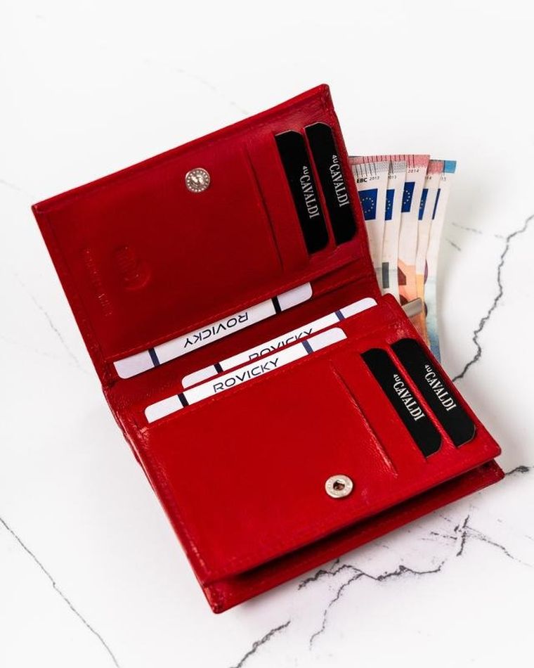 Portfel, czerwony, skórzany, Cavaldi