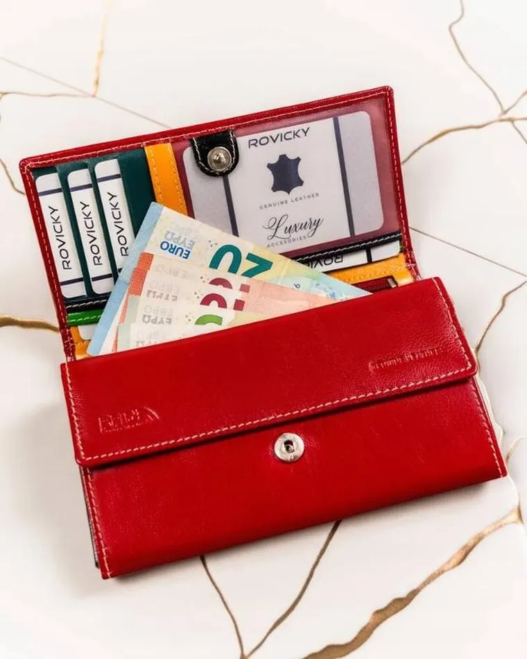 Portfel, czerwony, skórzany, Cavaldi