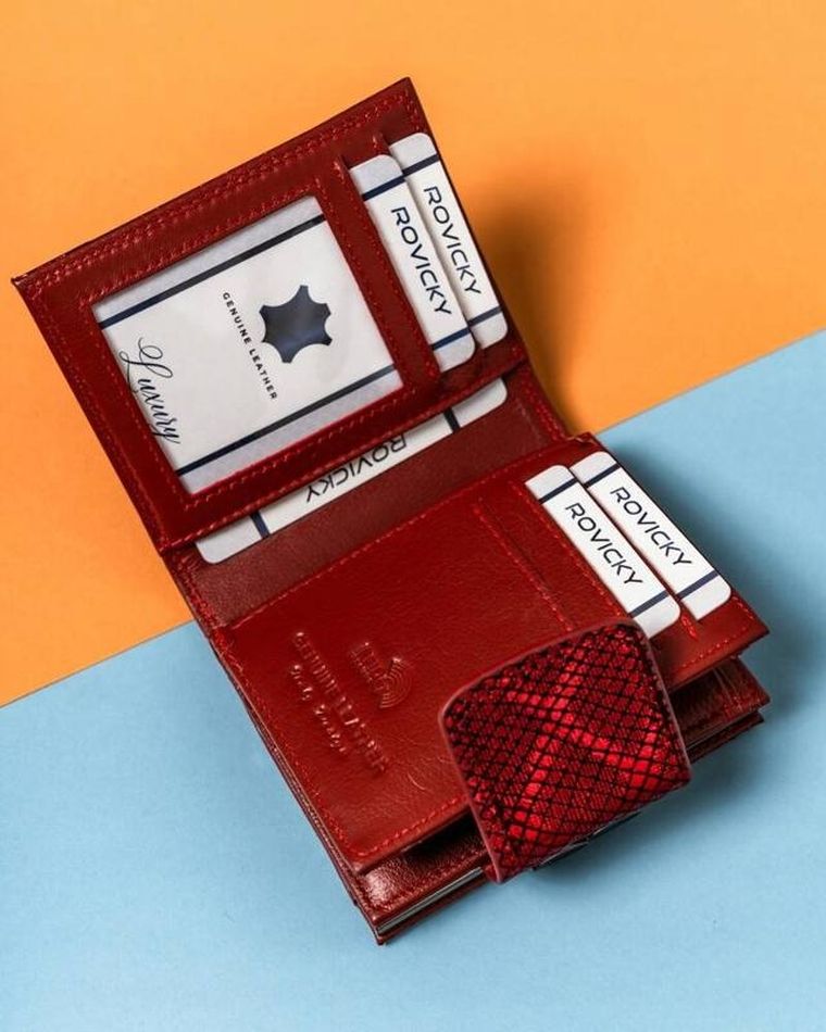 Portfel, czerwony, skórzany, Lorenti