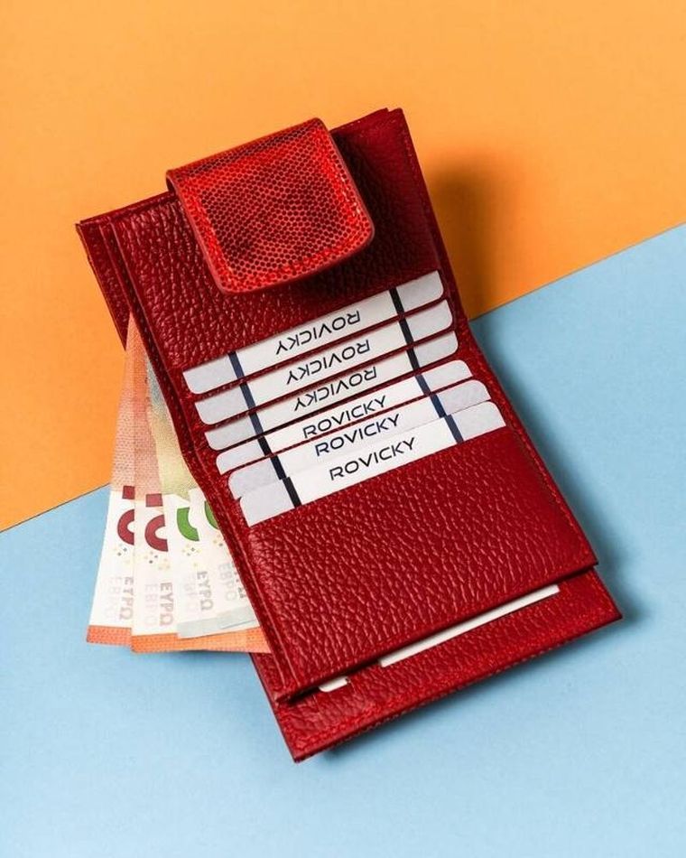 Portfel, czerwony, skórzany, Lorenti