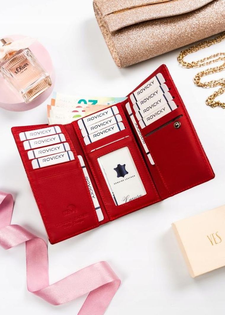 Portfel, czerwony, skórzany, Lorenti