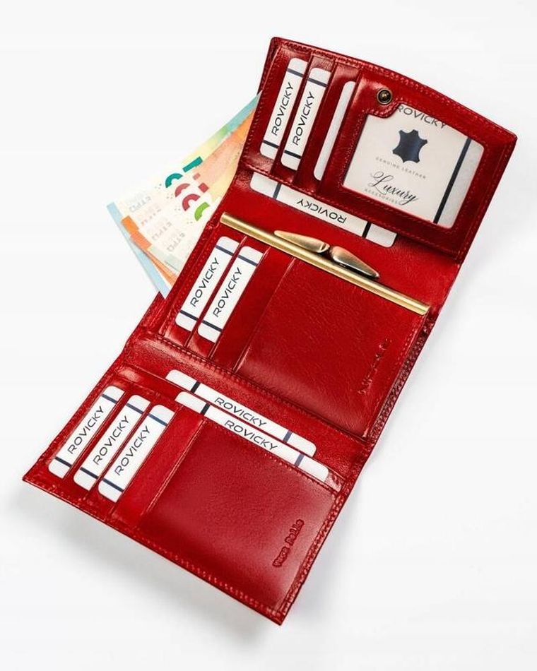 Portfel, czerwony, skórzany, Nicole