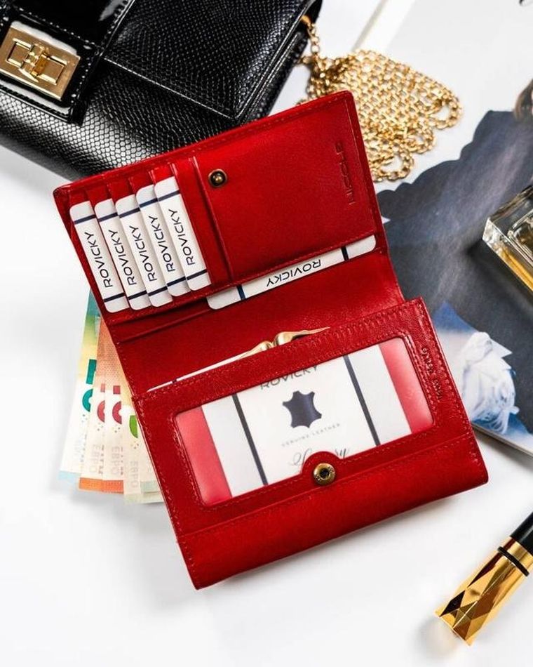 Portfel, czerwony, skórzany, Nicole