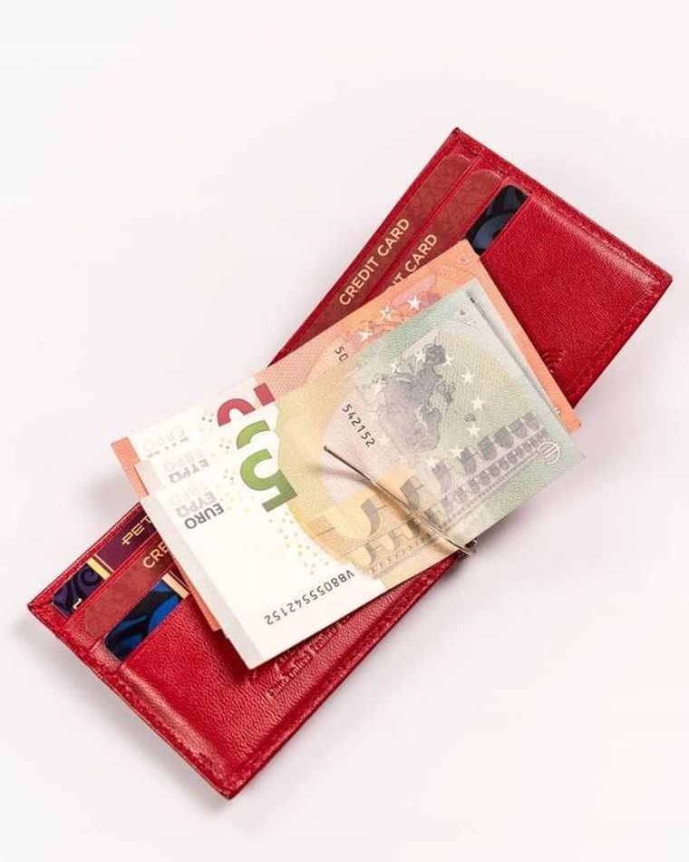 Portfel, czerwony, skórzany, Peterson