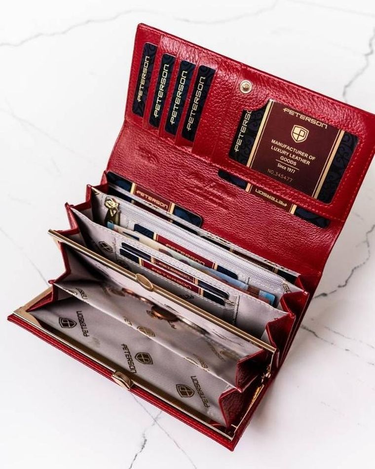 Portfel, czerwony, skórzany, Peterson