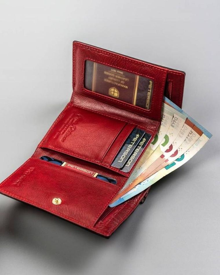 Portfel, czerwony, skórzany, Peterson