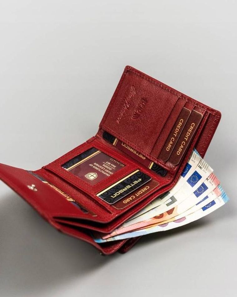 Portfel, czerwony, skórzany, Peterson