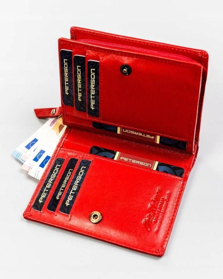 Portfel, czerwony, skórzany, Peterson