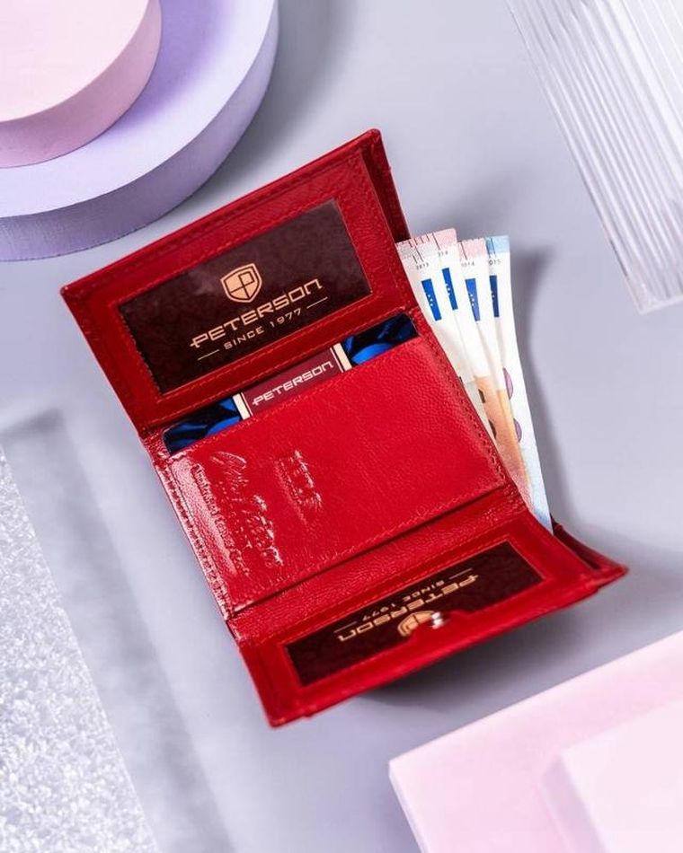 Portfel, czerwony, skórzany, Peterson