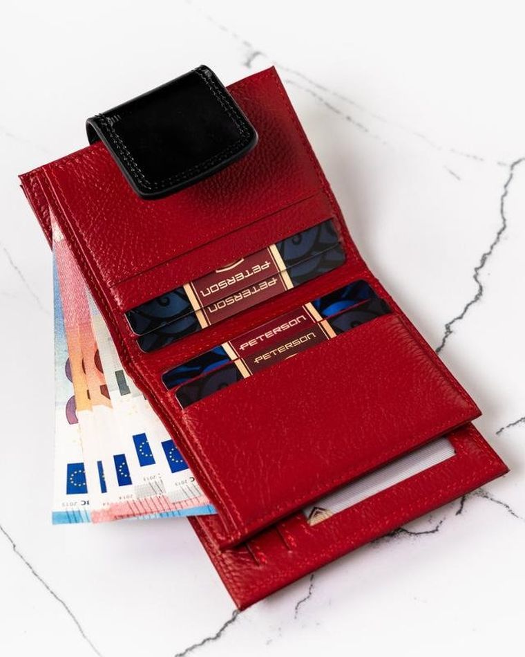 Portfel, czerwony, skórzany, Peterson