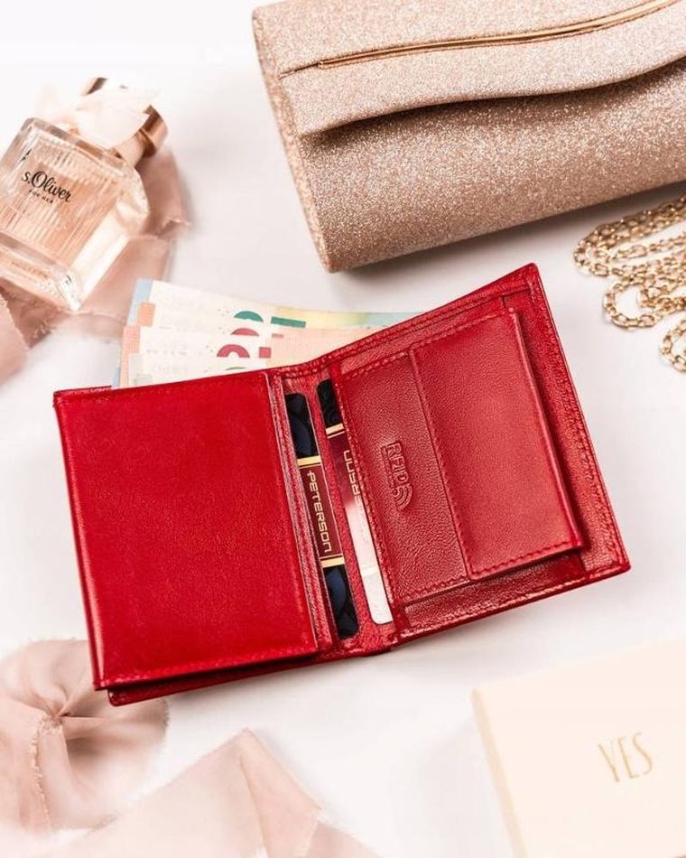 Portfel, czerwony, skórzany, Peterson