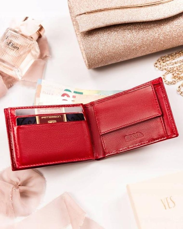 Portfel, czerwony, skórzany, Peterson