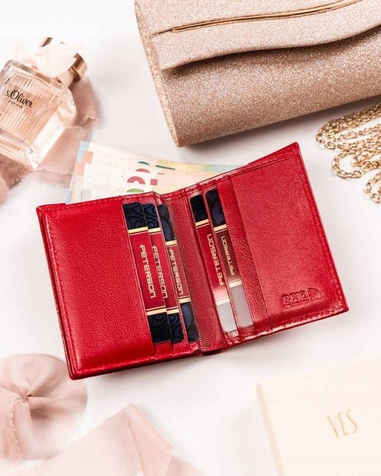 Portfel, czerwony, skórzany, Peterson