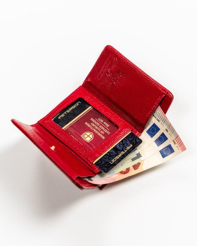 Portfel, czerwony, skórzany, Peterson