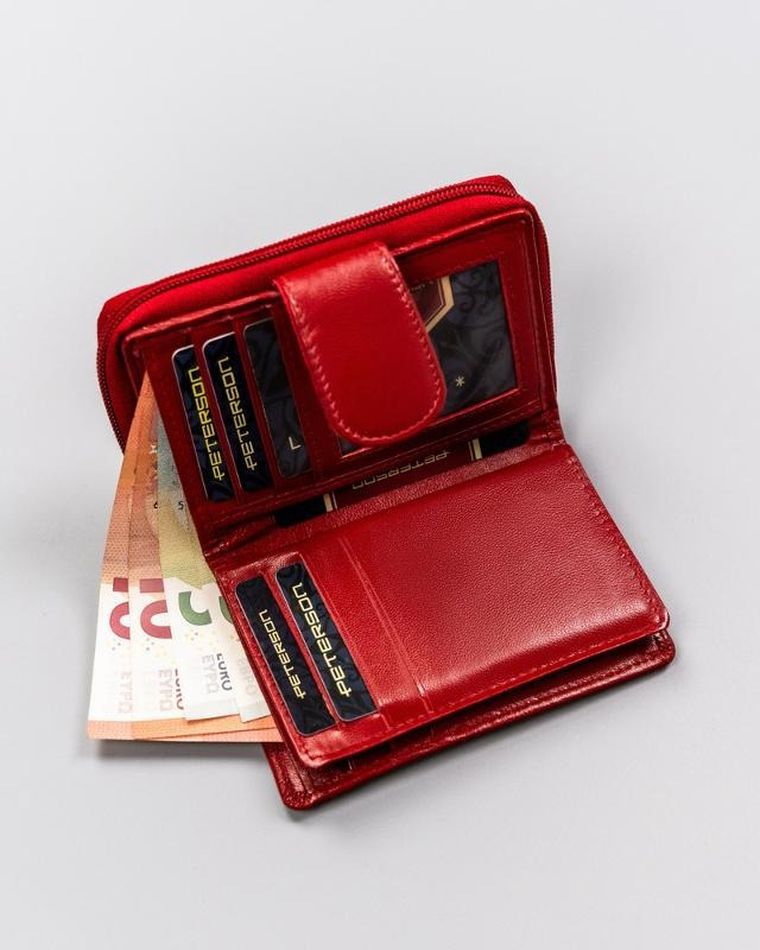 Portfel, czerwony, skórzany, Peterson