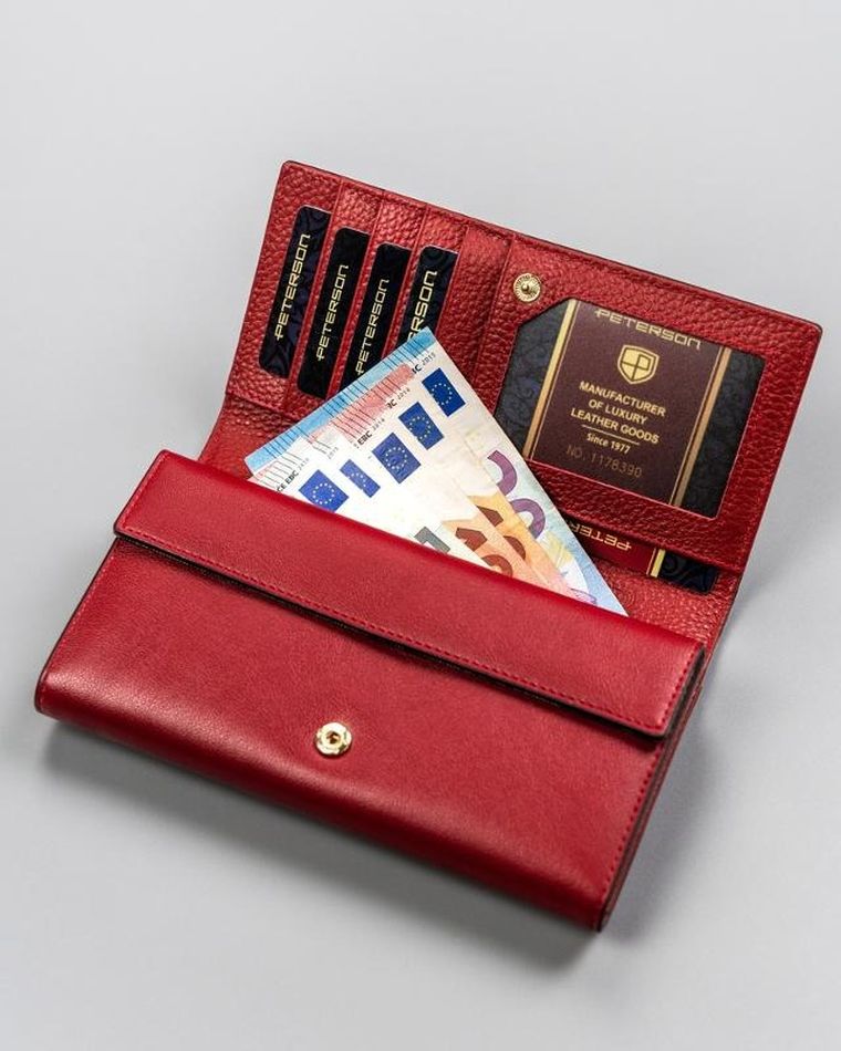 Portfel, czerwony, skórzany, Peterson