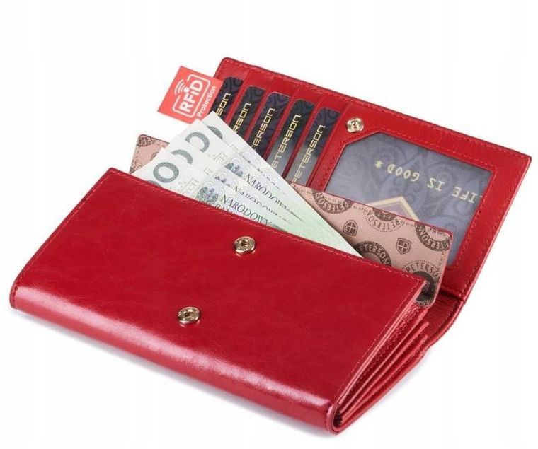 Portfel, czerwony, skórzany, Peterson