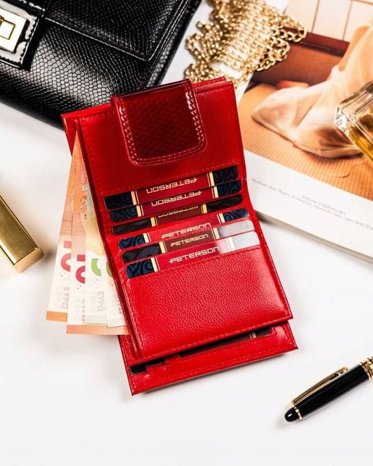 Portfel, czerwony, skórzany, Peterson