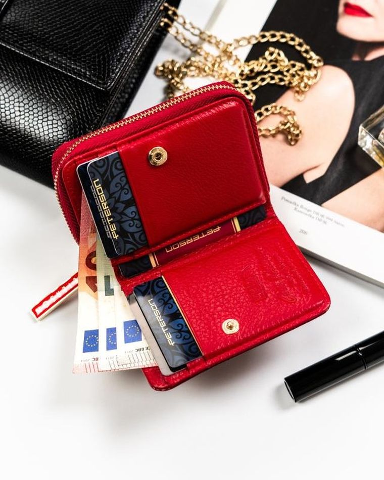 Portfel, czerwony, skórzany, Peterson