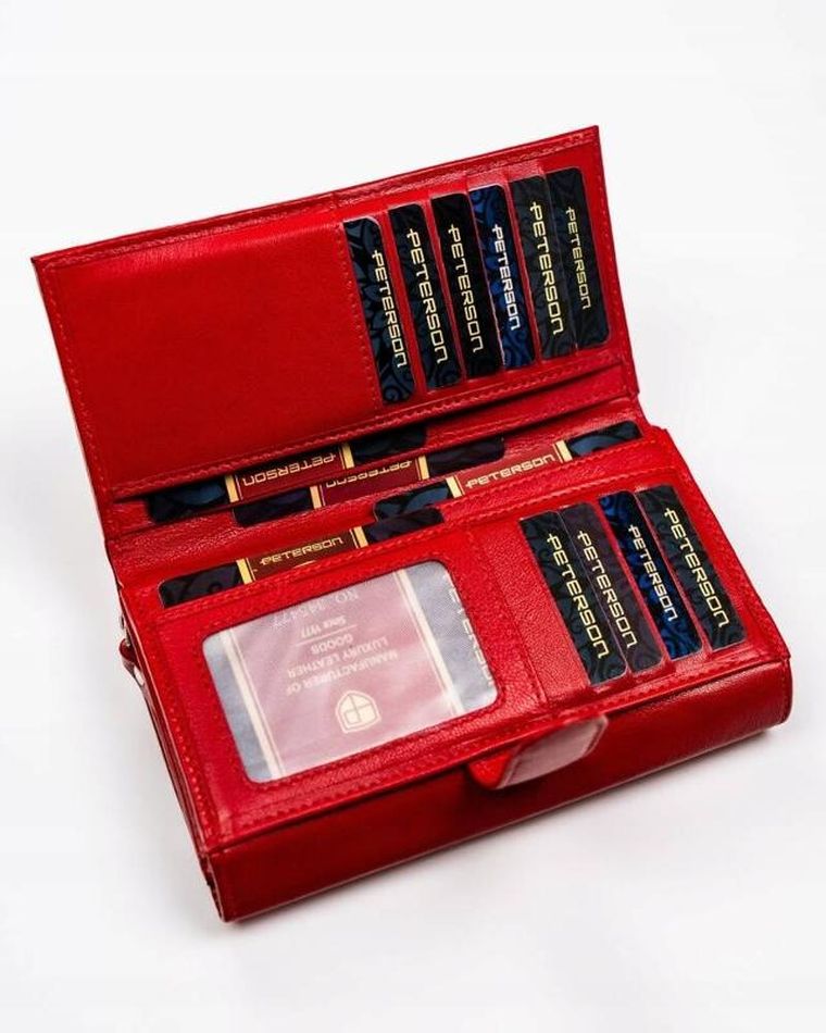 Portfel, czerwony, skórzany, Peterson