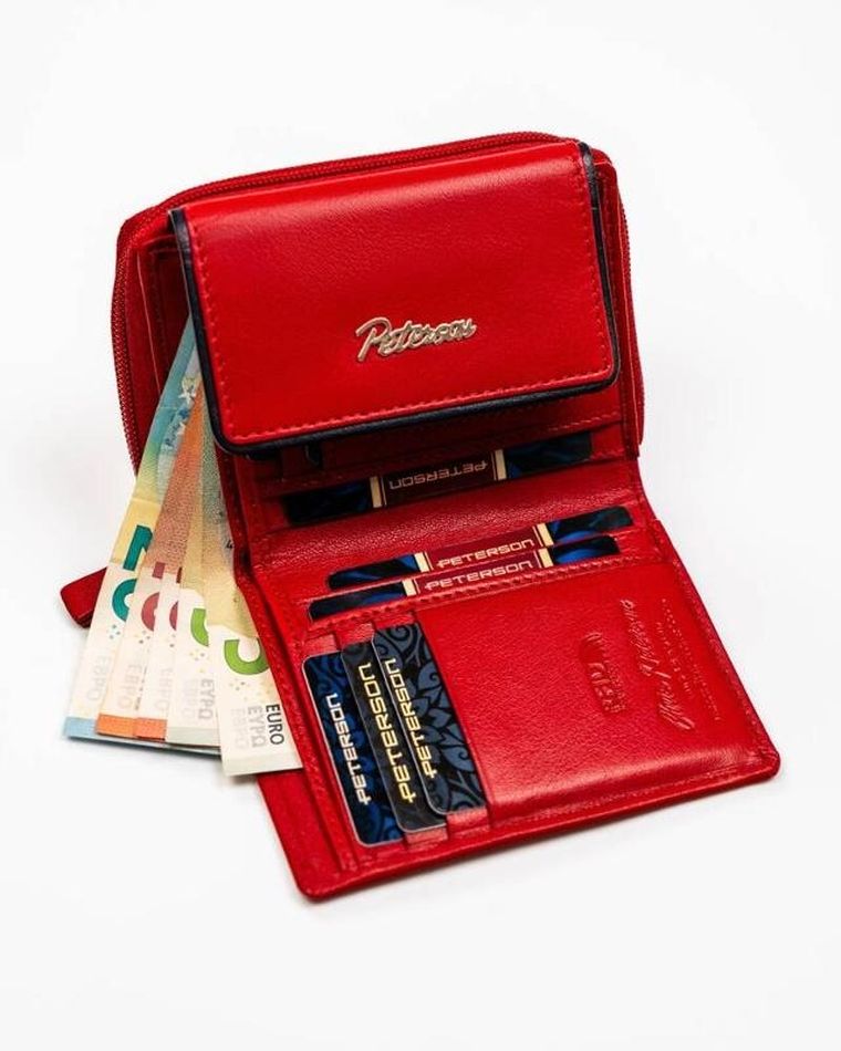 Portfel, czerwony, skórzany, Peterson