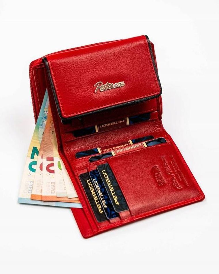 Portfel, czerwony, skórzany, Peterson