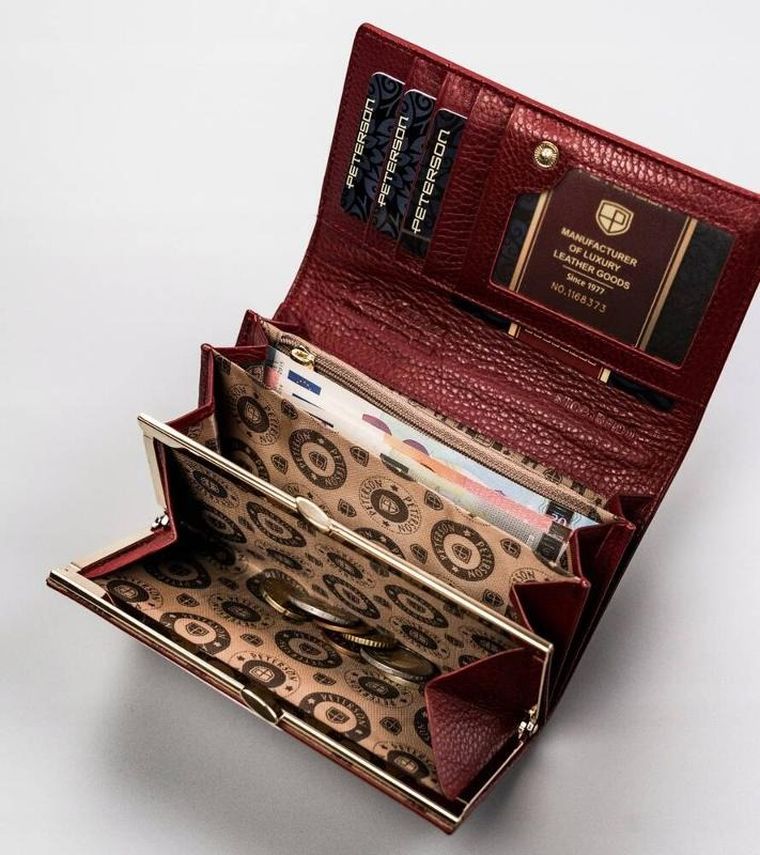 Portfel, czerwony, skórzany, Peterson