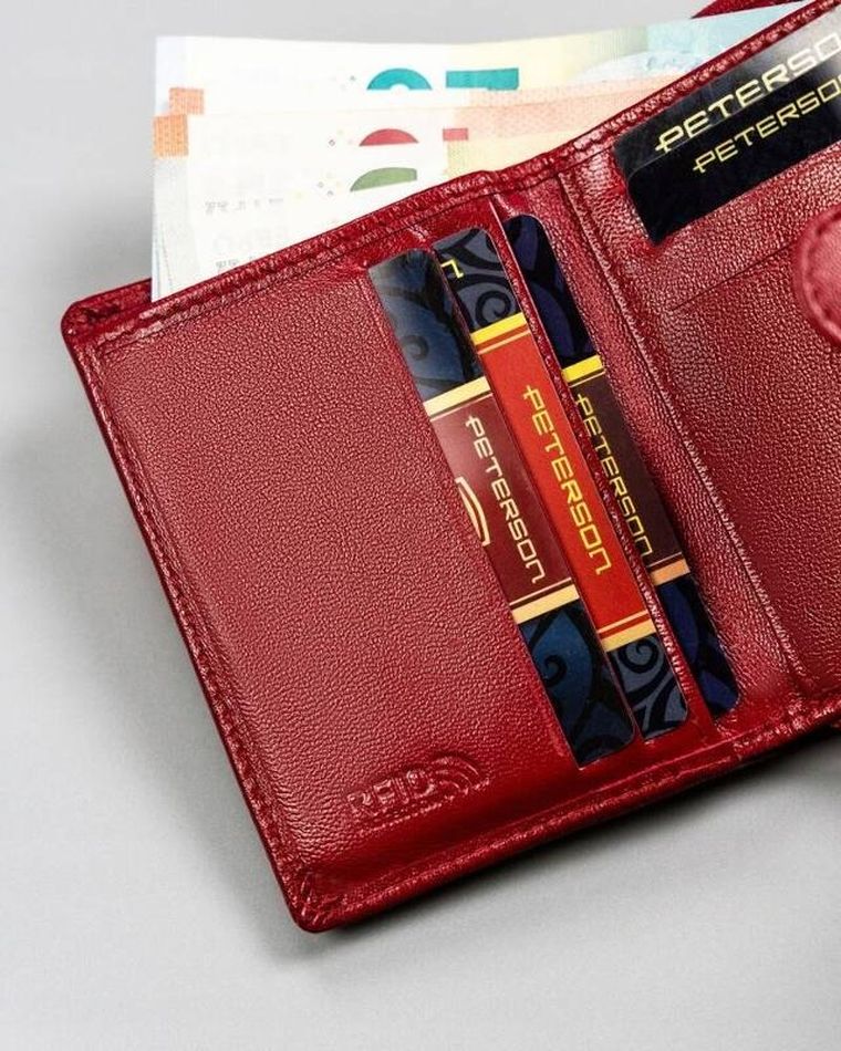 Portfel, czerwony, skórzany, Peterson