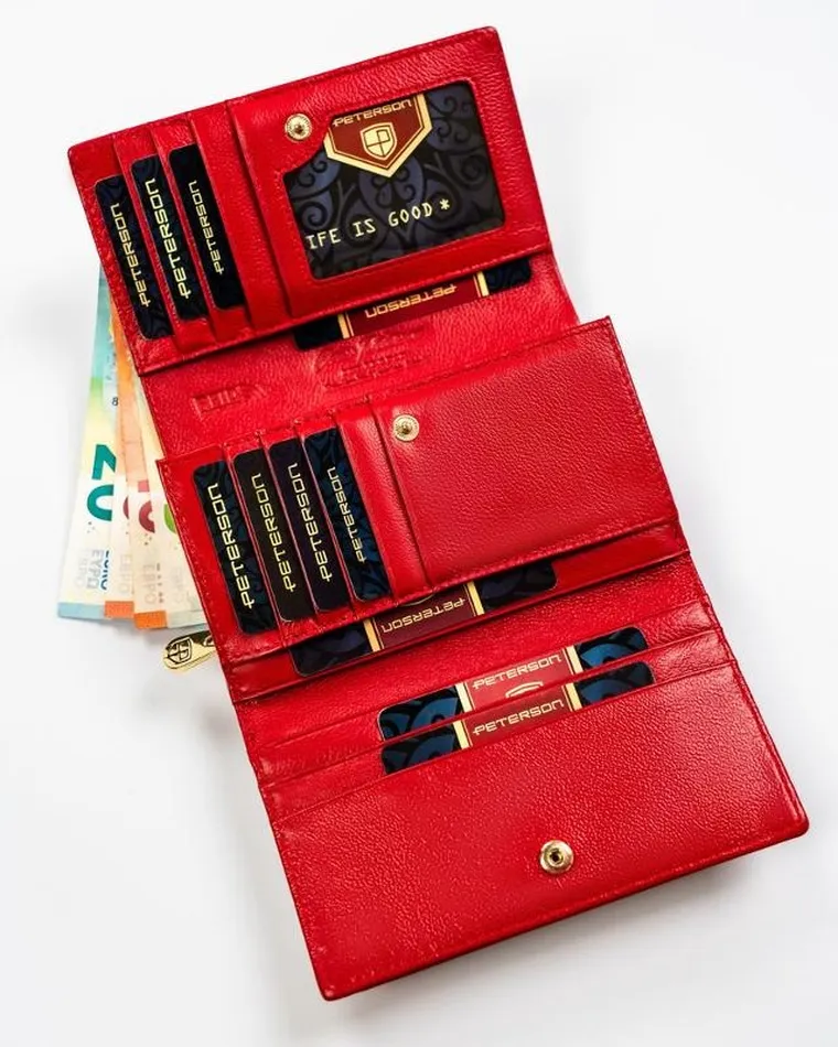 Portfel, czerwony, skórzany, Peterson