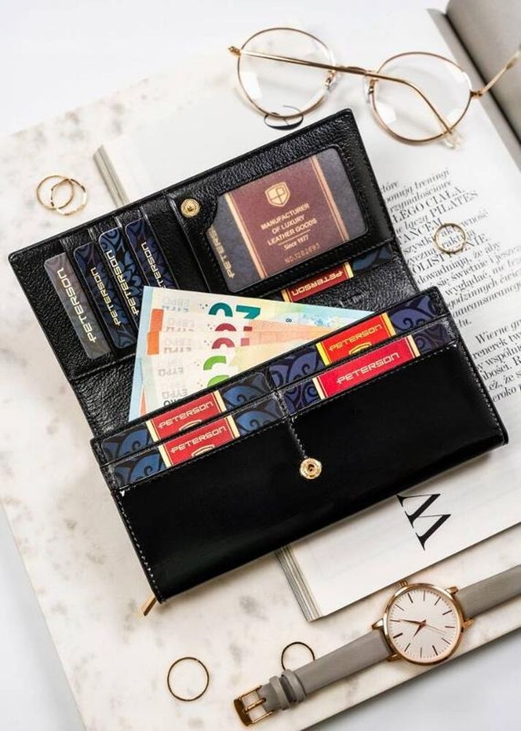 Portfel, czerwony, skórzany, Peterson