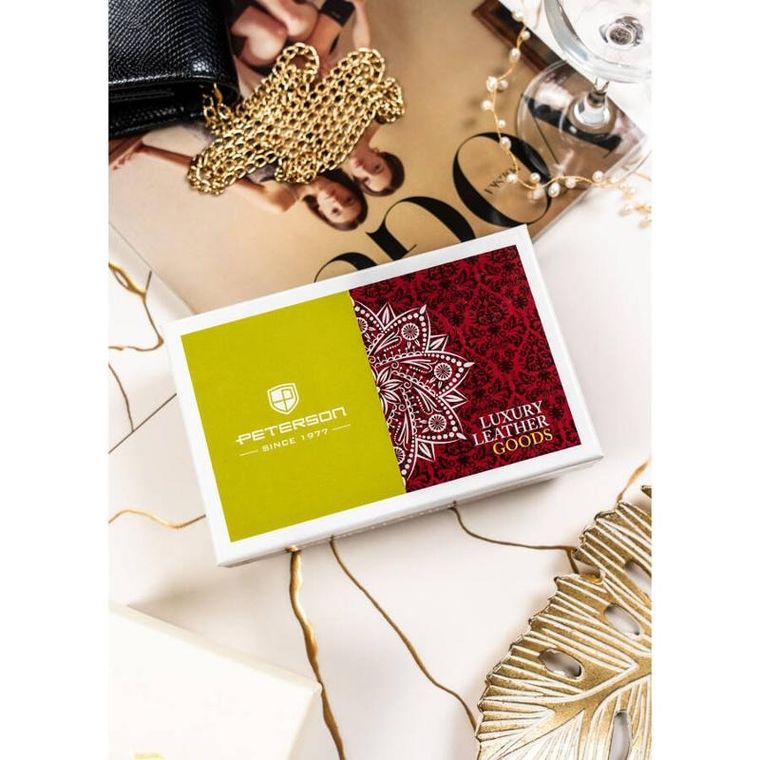 Portfel, czerwony, skórzany, Peterson