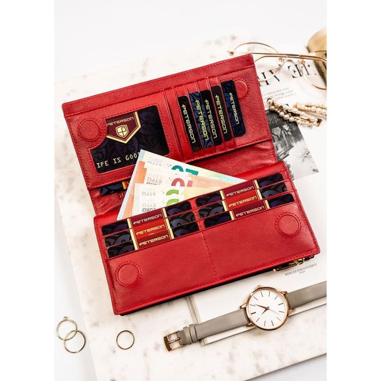 Portfel, czerwony, skórzany, Peterson