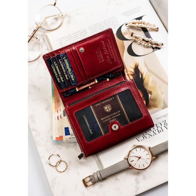 Portfel, czerwony, skórzany, Peterson