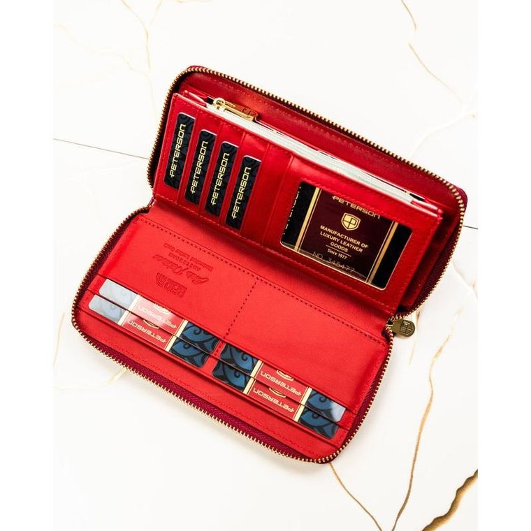 Portfel, czerwony, skórzany, Peterson