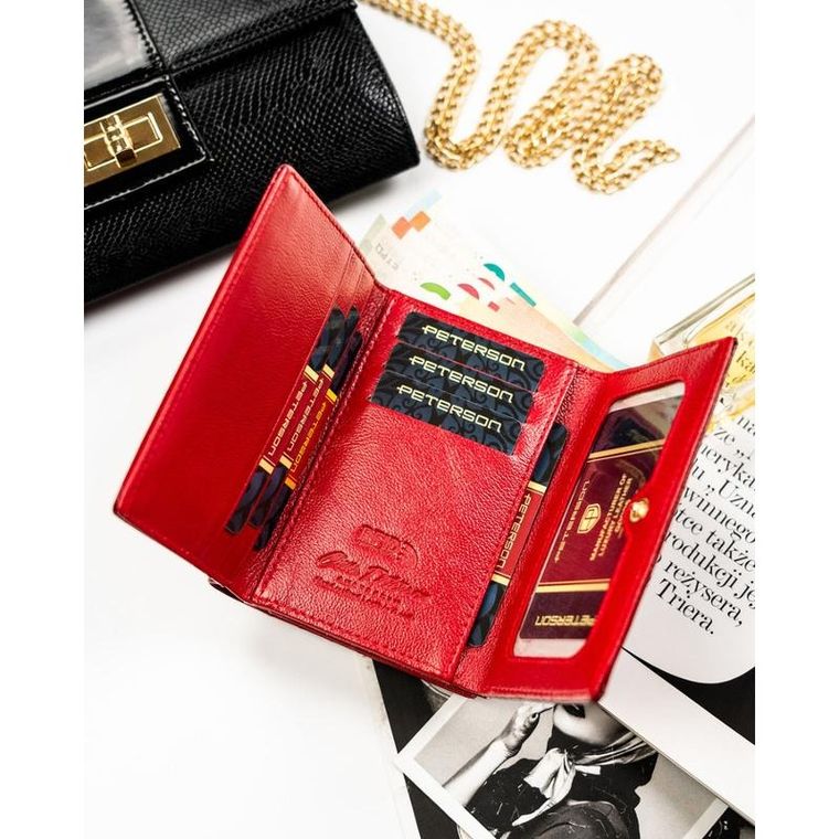 Portfel, czerwony, skórzany, Peterson