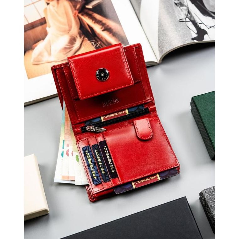 Portfel, czerwony, skórzany, Peterson