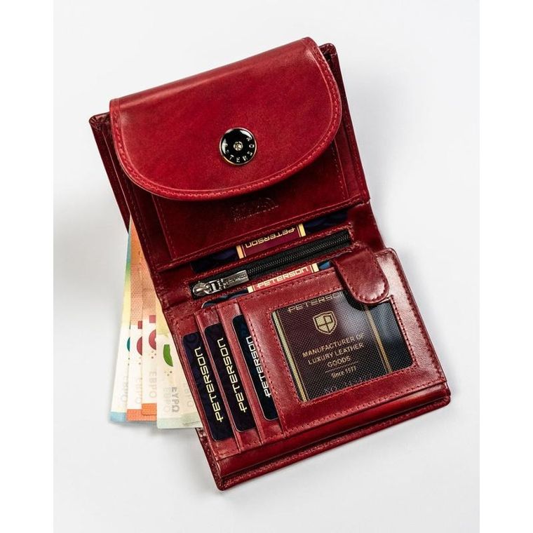 Portfel, czerwony, skórzany, Peterson
