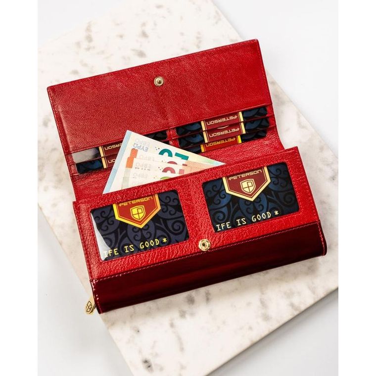 Portfel, czerwony, skórzany, Peterson