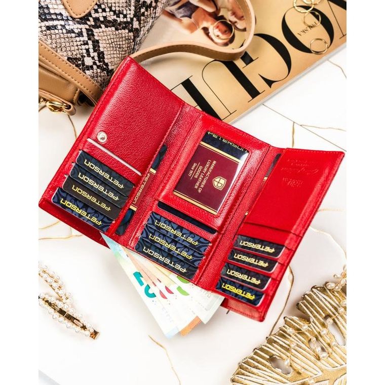 Portfel, czerwony, skórzany, Peterson