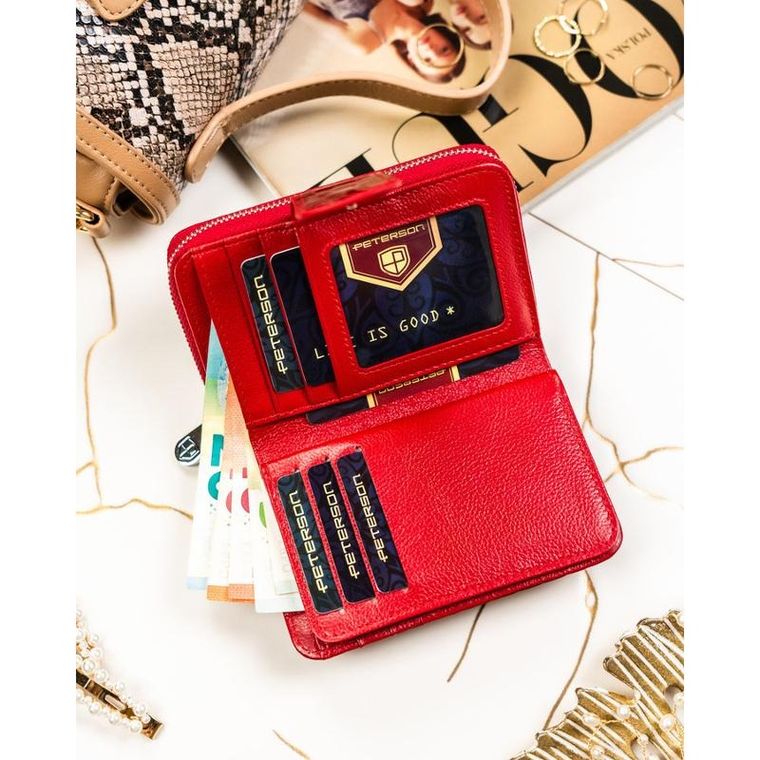 Portfel, czerwony, skórzany, Peterson