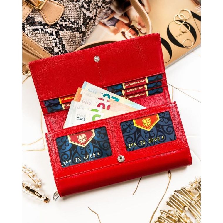 Portfel, czerwony, skórzany, Peterson