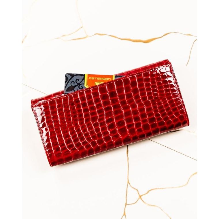 Portfel, czerwony, skórzany, Peterson